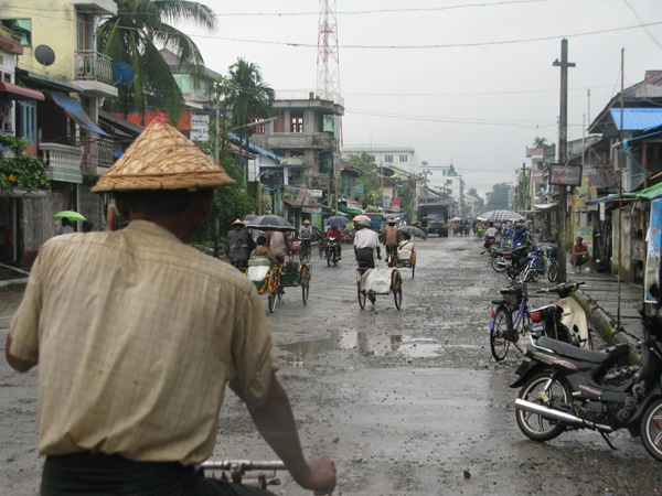A corner of street in Sittwe, Myanmar