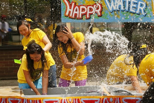 The young girls in a competition in Myanmar Water Festival