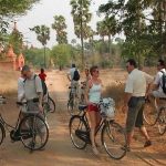 Family in their cycling trip in Bagan, Myanmar.