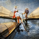 Inle Lake Leg-rowing fishermen