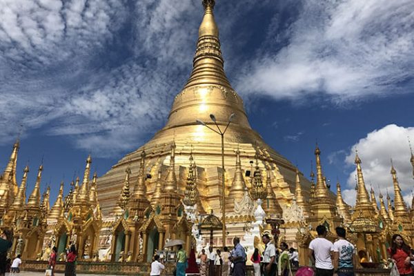 Shwedagon pagoda in a sunny day