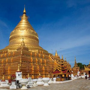 Shwezigon Pagoda - one of the most famous temples in bagan