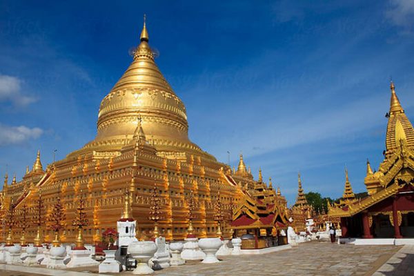 Shwezigon Pagoda - one of the most famous temples in bagan