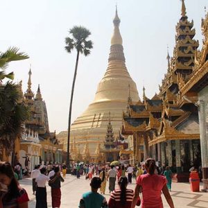 The iconic Shwedagon Pagoda in Yangon