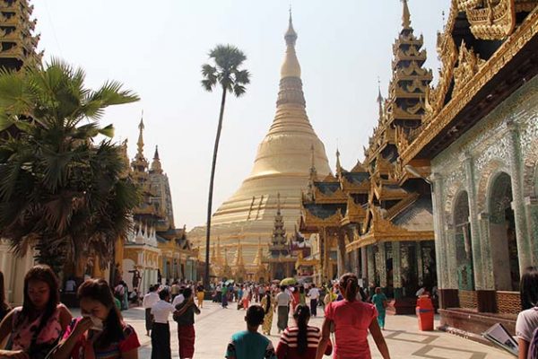 The iconic Shwedagon Pagoda in Yangon