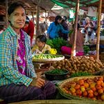 Woman selling vegetables in the Nyaung U market