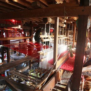 local lotus weaving workshop in inle lake