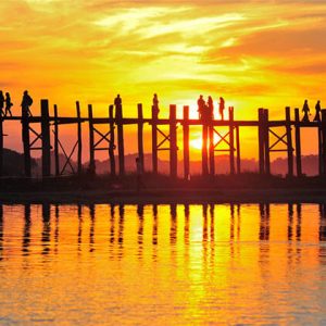 sunset over U Bein bridge