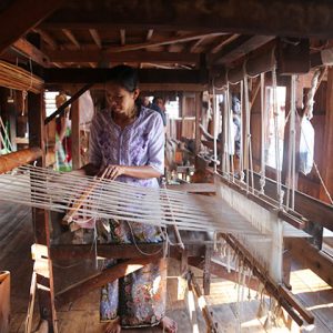 the local artisan in weaving workshop