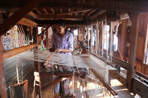 the local artisan in weaving workshop