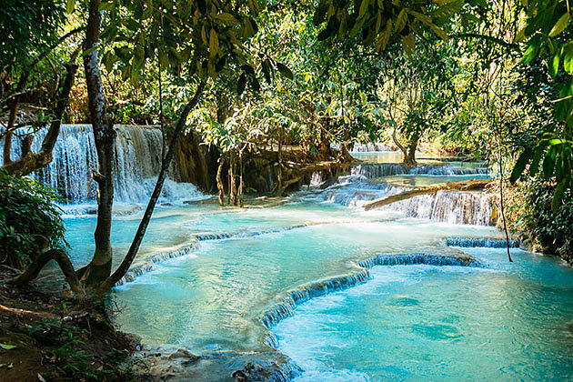 myanmar laos vietnam tour with a visit to Kuangsi Waterfall