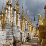stupas in Inlein pagoda-the last destination in Myanmar laos vietnam itinerary