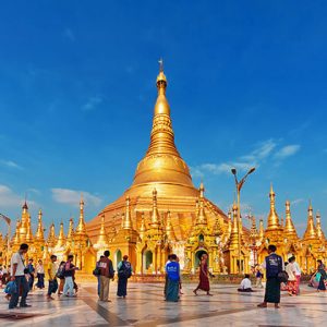local pilgrim and tourists in shwedagon pagoda
