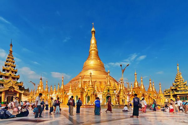 local pilgrim and tourists in shwedagon pagoda