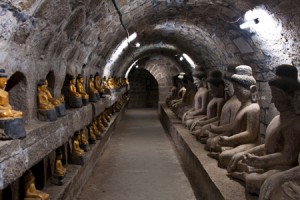 Buddha images inside Shitthaung Temple, Mauk U