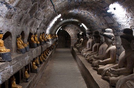 Buddha images inside Shitthaung Temple, Mauk U