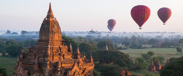 Hot air ballooning over the land of temples