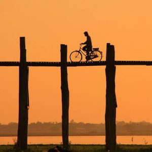 Cycling to U Bein Bridge