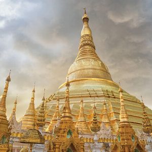 Shwedagon pagoda in the sunset