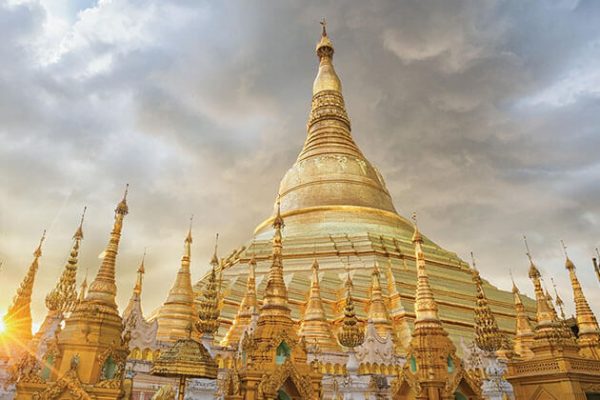 Shwedagon pagoda in the sunset