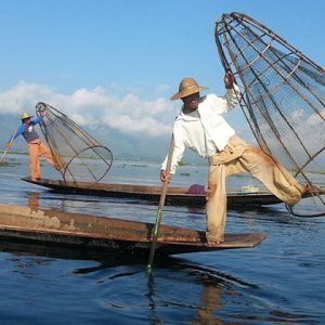 the intha fishermen in inle lake - iconic image to see in myanmar tour