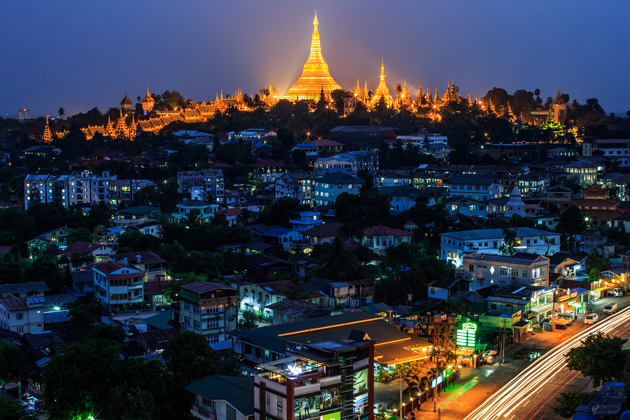 Dazzling Shwedagon at night in Yangon