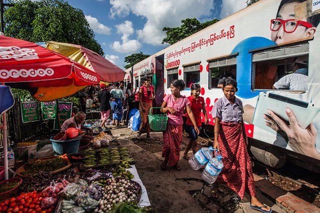 A local market in a stop of circular train journey
