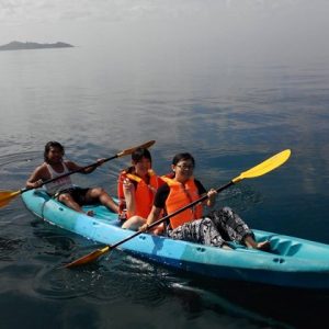 Kayaking along beautiful beach of Maung Shwe Lay