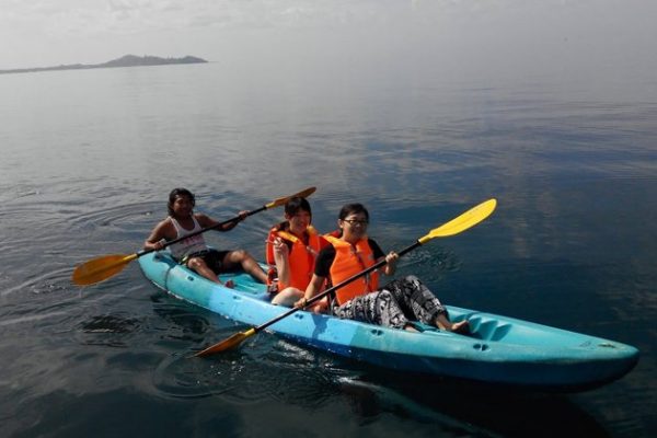 Kayaking along beautiful beach of Maung Shwe Lay