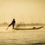 Leg-rowing fisherman in Inle Lake