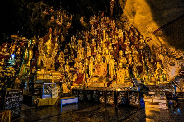 Myriads of Buddha images inside Pindaya Limestone Cave