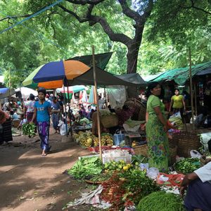 morning in Nyaung U Market - The main bazaar in Bagan