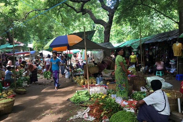 morning in Nyaung U Market - The main bazaar in Bagan