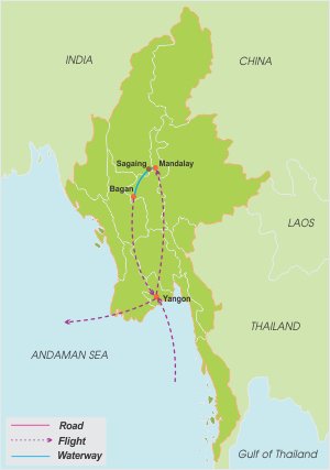 Myanmar Classic Tour – 8 Days map