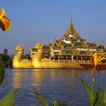 Golden Karaweik Barge, Floating Restaurant on the Kandawgyi Lake, Rangon, Myanmar,