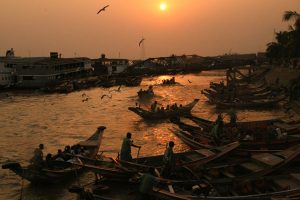 Sunset over Yangon River