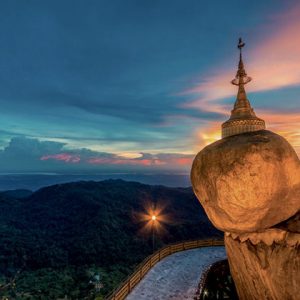 the golden rock is more beguiling in sunset time