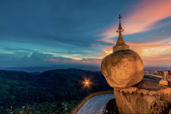 the golden rock is more beguiling in sunset time