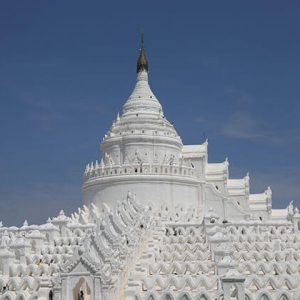 the white-washed mingun temple is an ideal place to visit in myanmar tour 8 days