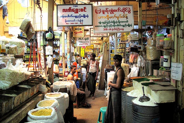 Theingyi Market in Yangon Myanmar