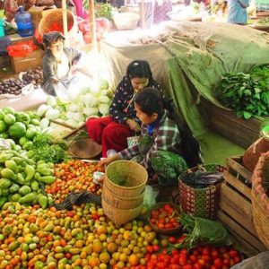 the vibrant Nyaung U Market in Bagan Myanmar