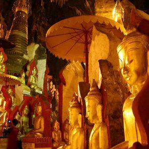 Golden Buddha Image in Pindaya Cave