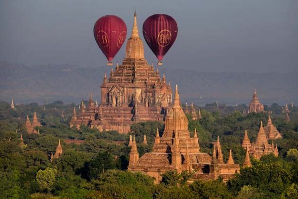 Balloons over Bagan at sunrise