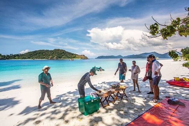 Sunbathing in Myeik archipelago tour