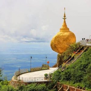 the Golden-Rock on the top of Kyaikhtiyo pagoda