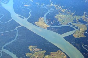 Irrawaddy river from above