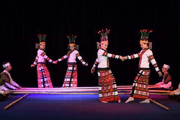 The Chin Bamboo dance in Karaweik Palace