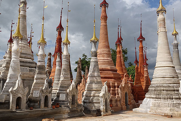 Ancient stupas in Shwe Indein Pagoda