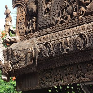 The intricated design on the roof of Shwenandaw Monastery