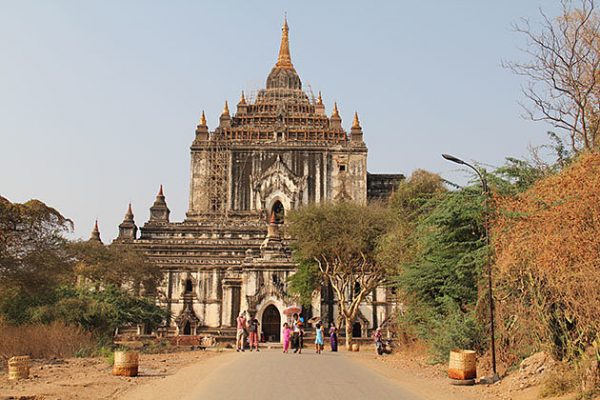 The mossy tiled Htilomino Temple